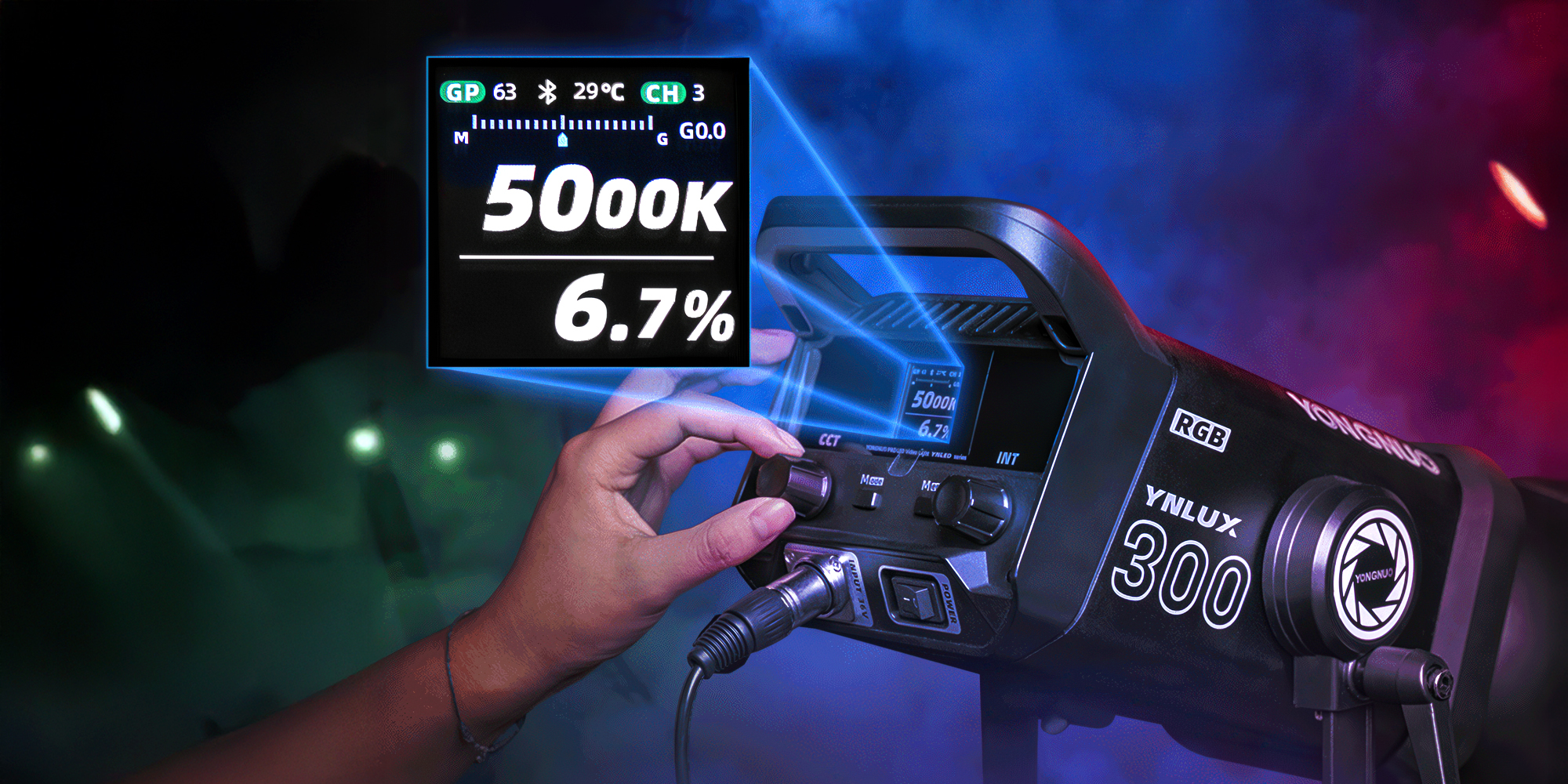 Lampa LED Yongnuo LUX300 RGB Kit - WB (2000 K - 10000 K) - Precyzyjne sterowanie i wygodna obsługa